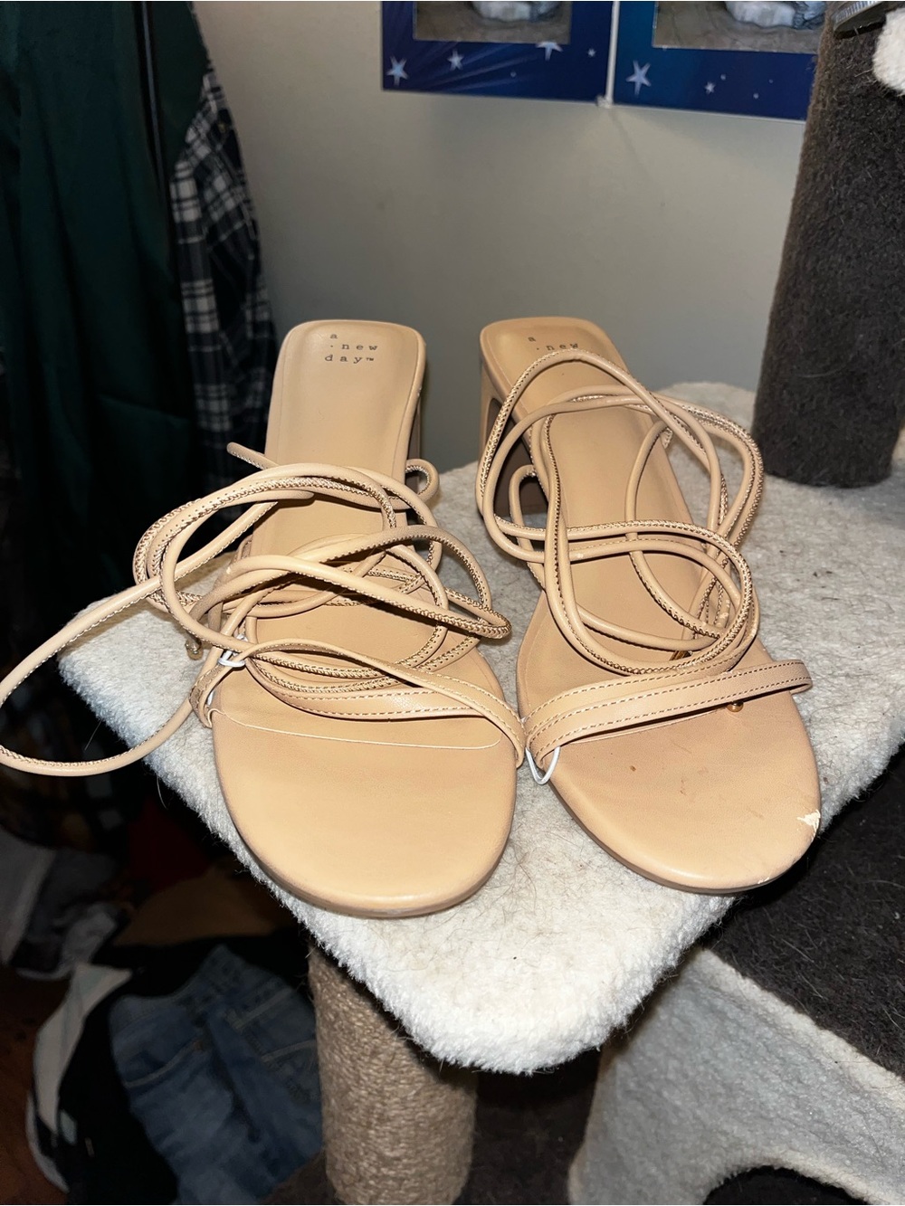 Target New Day Beige Lace-Up Block Heel Sandals